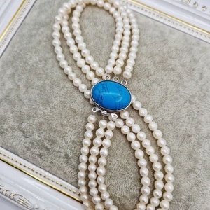 Colier pe 3 fire Perle și Turcoaz - bijuterii - coliere - coliere din perle - Artynos.ro
