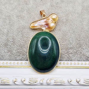 Pandantiv agata verde cu scoica cu perle 58x31mm - 1 buc - bijuterii - coliere - pandative - Artynos.ro