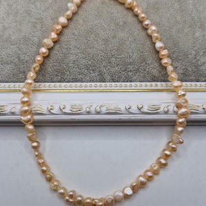 Choker Perle naturale roz somon Aur filat semiluna - bijuterii - coliere - coliere din perle - Artynos.ro