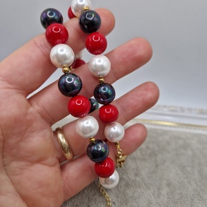 Colier Perle tip Mallorca 3 culori auriu - bijuterii - coliere - coliere din perle - Artynos.ro