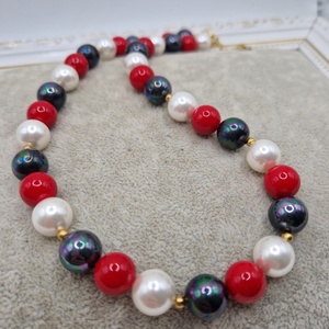 Colier Perle tip Mallorca 3 culori auriu - bijuterii - coliere - coliere din perle - Artynos.ro