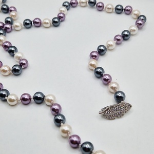 Colier Lung Perle tip Mallorca mov, Bijuterii, Coliere, Coliere din perle, Confectionarea bijuteriilor, ARTYNOS