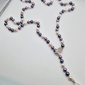 Colier Lung Perle tip Mallorca mov - bijuterii - coliere - coliere din perle - Artynos.ro