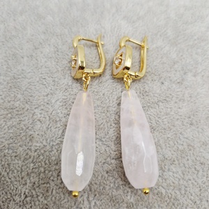 Cercei Cuart roz Aur - bijuterii - cercei - cercei din pietre semiprețioase - Artynos.ro