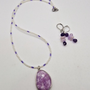Set colier si cercei ametist - bijuterii - seturi de bijuterii - Artynos.ro