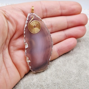 Pandantiv Agata gri cu anou 56x27mm, Accessorii si unelte, Accesorii pentru bijuterii, , ARTYNOS