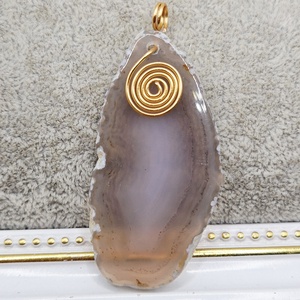 Pandantiv Agata gri cu anou 56x27mm - accessorii și unelte - accesorii pentru bijuterii - Artynos.ro