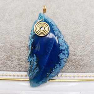 Pandantiv Agata albastra cu anou 58x33mm - accessorii și unelte - accesorii pentru bijuterii - Artynos.ro