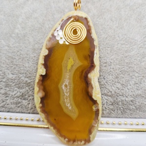 Pandantiv Agata galbena cu anou 68x34mm - bijuterii - coliere - coliere cu pandative - Artynos.ro