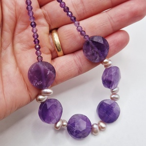 Colier Ametist banuti Perle naturale - bijuterii - coliere - coliere din pietre semiprețioase - Artynos.ro