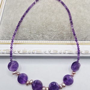 Colier Ametist banuti Perle naturale - bijuterii - coliere - coliere din pietre semiprețioase - Artynos.ro