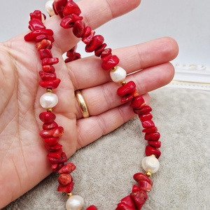 Colier Coral Perle naturale - bijuterii - coliere - coliere din pietre semiprețioase - Artynos.ro