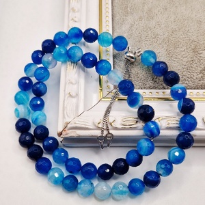 Set Colier canin si Bratara dama agata albastra - Artynos.ro