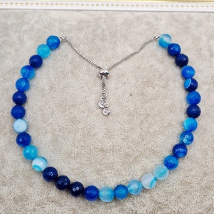 Set Colier canin si Bratara dama agata albastra - bijuterii - brățări - brățări din pietre semiprețioase - Artynos.ro