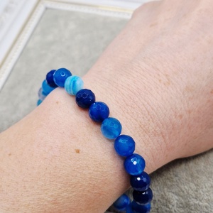 Set Colier canin si Bratara dama agata albastra - bijuterii - brățări - brățări din pietre semiprețioase - Artynos.ro