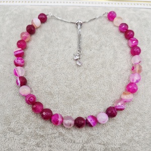 Set Colier canin si Bratara dama agata fucsia - Artynos.ro