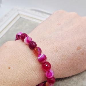 Set Colier canin si Bratara dama agata fucsia - bijuterii - coliere - coliere din pietre semiprețioase - Artynos.ro