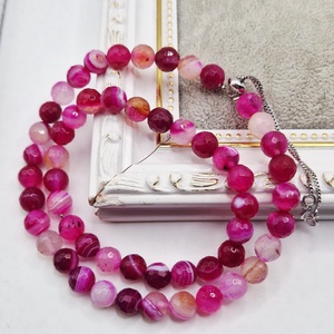 Set Colier canin si Bratara dama agata fucsia - bijuterii - coliere - coliere din pietre semiprețioase - Artynos.ro