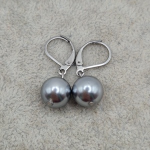 Cercei  Perla tip Mallorca  Gri - bijuterii - cercei - cercei din perle - Artynos.ro