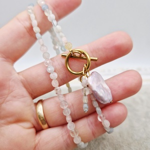 Choker rodonit / Perla / Inox - bijuterii - coliere - chockere - Artynos.ro
