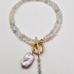 Choker rodonit / Perla / Inox - Artynos.ro