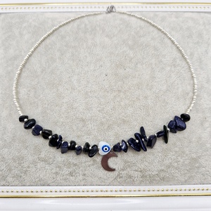 Choker Goldstone albastru  Ochisor inima - bijuterii - coliere - coliere din pietre semiprețioase - Artynos.ro