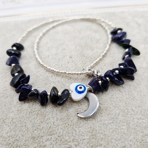 Choker Goldstone albastru  Ochisor inima - bijuterii - coliere - coliere din pietre semiprețioase - Artynos.ro