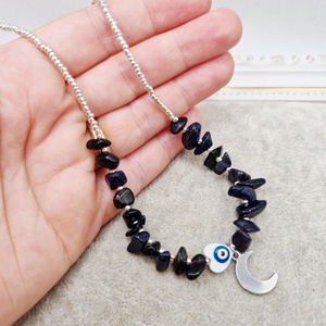 Choker Goldstone albastru  Ochisor inima - bijuterii - coliere - coliere din pietre semiprețioase - Artynos.ro