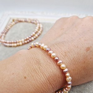Set  Perle naturale lila si roz somon - bijuterii - seturi de bijuterii - Artynos.ro