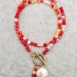 Choker  Agate fatetate  Perla baroc - bijuterii - coliere - chockere - Artynos.ro
