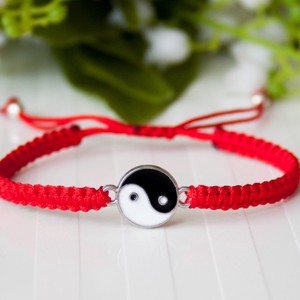 Bratara macramé impletita - Jin Jang rosu, , , ARTYNOS