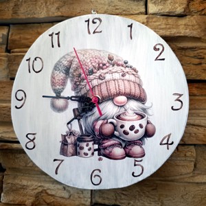 Ceas de perete din lemn in stil vintage cu elf dragut, , , ARTYNOS