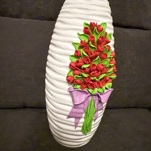 Vază cu decor flori modelate manual - casă & stil de viață - accesorii pentru decorat casa - suport de flori - vaze - Artynos.ro