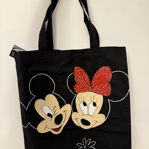 Plasă tote pictată manual Mickey si Minnie - Artynos.ro
