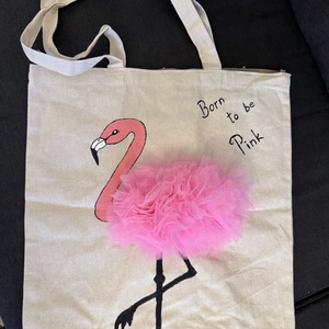 Plasuta tote pictata manual Flamingo - Artynos.ro
