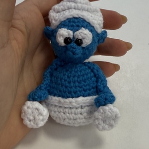 Breloc crosetat manual Strumfi - geantă și husă - accesorii genți - breloc - Artynos.ro