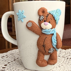 Cana cu decor lucrat manual Ursulet - Artynos.ro