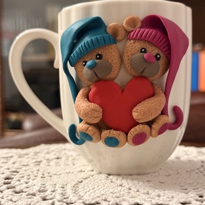 Cana cu decor lucrat manual Ursuleti - Artynos.ro