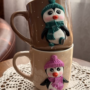 Set căni cuplu, pinguini lucrați manual - casă & stil de viață - accesorii pentru echipamente de bucătărie - accesorii de servire - căni - Artynos.ro