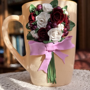 Cana decorată manual Buchet de Flori - casă & stil de viață - accesorii pentru echipamente de bucătărie - accesorii de servire - căni - Artynos.ro