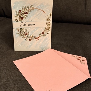 Felicitare pictata manual con cu brad - Artynos.ro