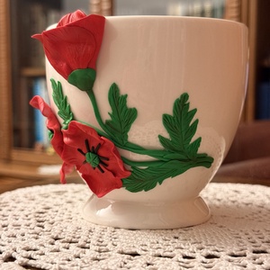 Cana cu decor lucrat manual �Buchet Maci - casă & stil de viață - echipamente de bucătărie - accesorii de servire - căni - Artynos.ro