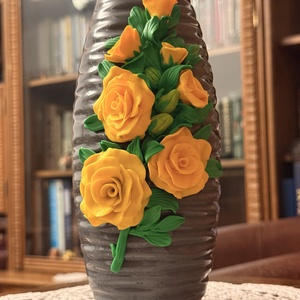 Vaza cu decor lucrat manual �Buchet trandafiri - Artynos.ro