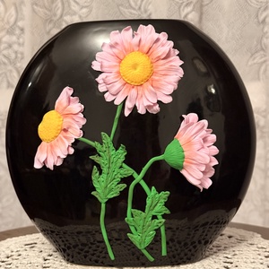 Vaza neagra decorata manual �Flori, Casa & Stil de viata, Decoratiuni de casa, Accesorii florale, Vaze, , ARTYNOS