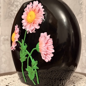 Vază neagră decorată manual �Flori - casă & stil de viață - decorațiuni de casă - accesorii florale - vaze - Artynos.ro