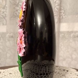 Vază neagră decorată manual �Flori - casă & stil de viață - decorațiuni de casă - accesorii florale - vaze - Artynos.ro