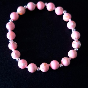 Set brățări ajustabile argint si: howlite alb și roz, coral, calcedonie albă, cuarț roz, Bijuterii, Brățări, Brățară cu mărgele, Confecționarea bijuteriilor, ARTYNOS