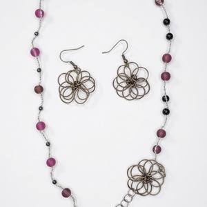 Set colier si cercei Floral Elegance - bijuterii - coliere - coliere din mărgele - Artynos.ro