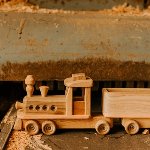 Tren cu doua vagoane, jucarie din lemn, Jucării și echipamente pentru copii, Mașini mici, vehicule, Trenuleț, Prelucrarea lemnului, ARTYNOS