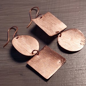 Cercei în formă de cerc pătrat din cupru -  - Artynos.ro